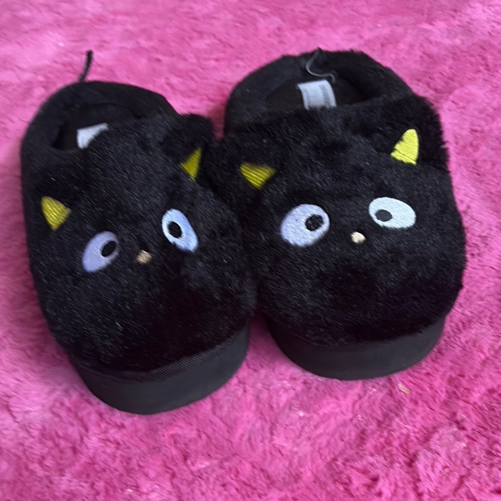 Chococat Black Fuzzy Slippers
